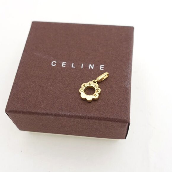 CELINE Box Plate Flower 18K Gold Luxury Women's Pendant or Charm - Picture 1 of 4